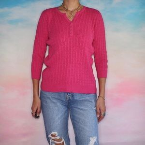 Hot pink Karen Scott cable knit sweater